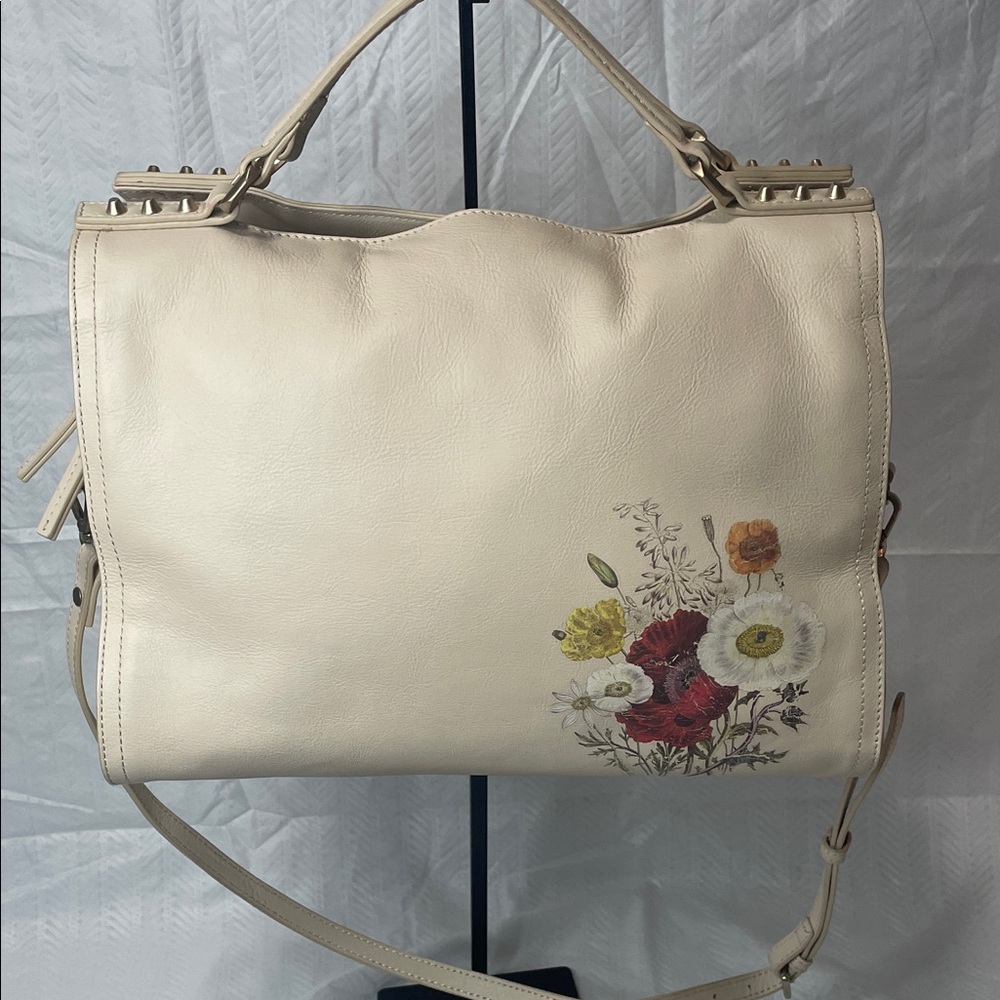 C & C California - Floral Cream Leather Handbag